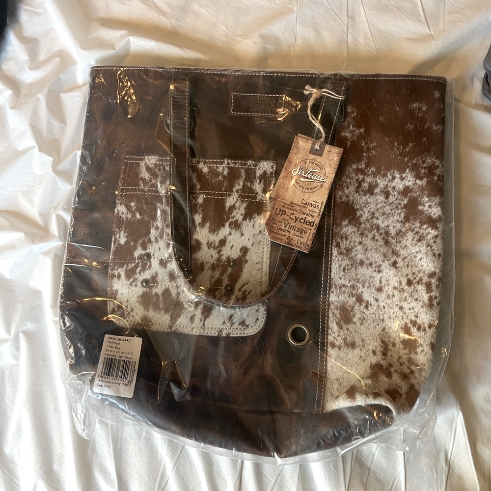 Genuine Leather and Cowhide Tote Bag